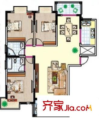 金玉華庭戶型圖3室2廳 戶型圖 3室2廳2衛(wèi)1廚