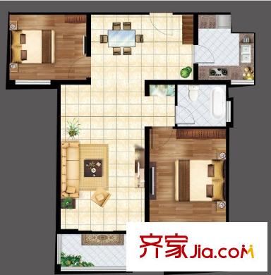 東龍世紀(jì)花園二期戶型圖2室2廳 2室2廳