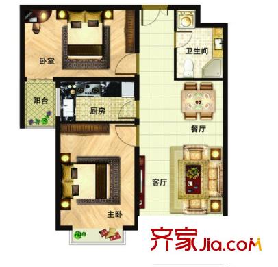 東龍世紀(jì)花園二期戶型圖2室2廳 2室2廳