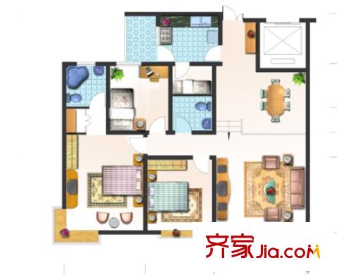 奧林花園戶型圖三室二廳 戶型圖 3室2廳