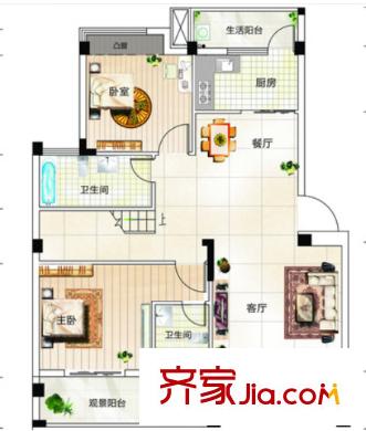 奧林花園戶型圖二室二廳 戶型圖 2室2廳