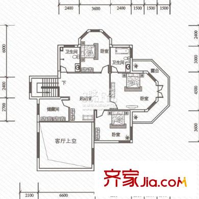 未來海岸戶型圖一期V11二層 5室4廳3衛(wèi)2廚