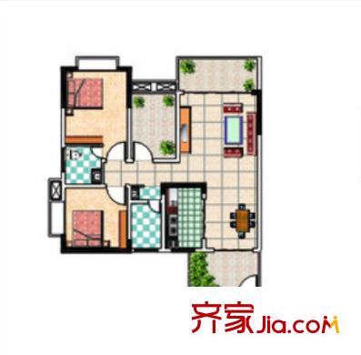 天源城戶型圖2室2廳 2室2廳