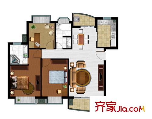 新安花園戶(hù)型圖2室2廳 2室2廳