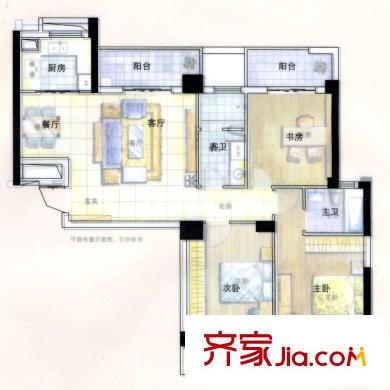 萬景國際戶型圖二期1、4棟4A 3室2廳2衛(wèi)