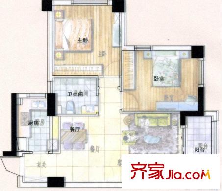 萬景國際 2室 戶型圖