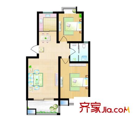晉合世家戶型圖2室2廳 戶型圖 2室2廳