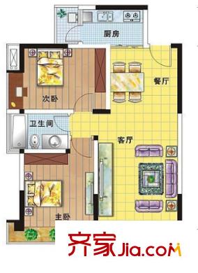 三金鑫城國(guó)際戶型圖二室二廳 戶型圖 2室2廳