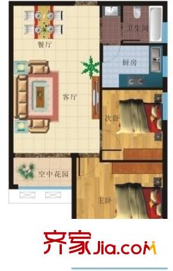 三金鑫城國(guó)際戶型圖二室二廳 戶型圖 2室2廳