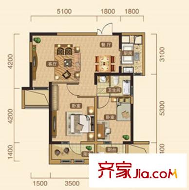 祥和家園戶型圖2室2廳 戶型圖 2室2廳
