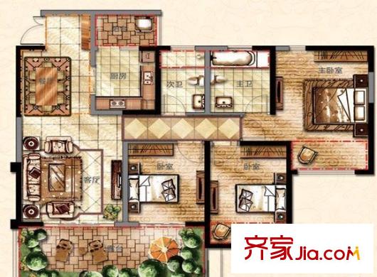 祥和家園戶型圖3室2廳 戶型圖 3室2廳