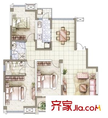 如壽里人家戶型圖3室2廳 戶型圖 3室2廳2衛(wèi)1廚