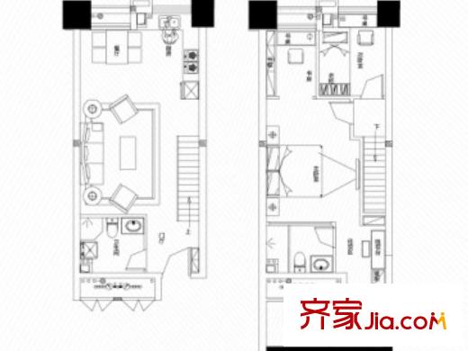 南國大武漢SOHO戶型圖3室2廳 戶型圖 3室2廳1衛(wèi)