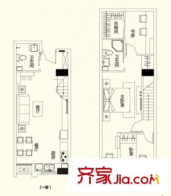 南國大武漢SOHO戶型圖2室2廳 戶型圖 2室2廳2衛(wèi)1廚