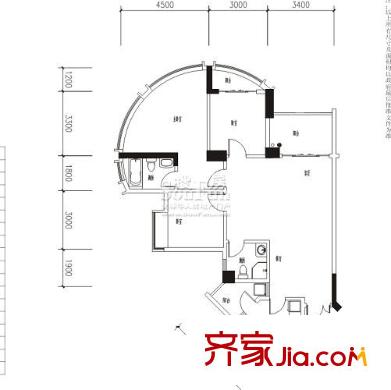 都市經(jīng)典戶型圖一期T戶型 3室2廳2衛(wèi)