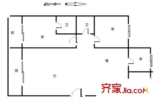 省財專宿舍 3室 戶型圖