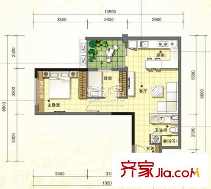 萬科金色家園戶型圖2室1廳 戶型圖 2室1廳1衛(wèi)