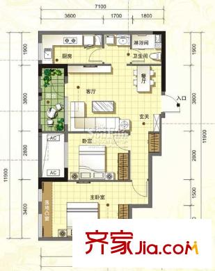 萬科金色家園戶型圖2室1廳 戶型圖 2室1廳1衛(wèi)