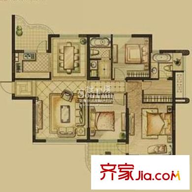 靜安上城戶型圖3室2廳 戶型圖 3室2廳2衛(wèi)