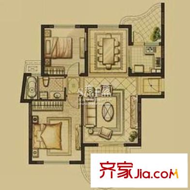 靜安上城戶型圖2室2廳 戶型圖 2室2廳1衛(wèi)
