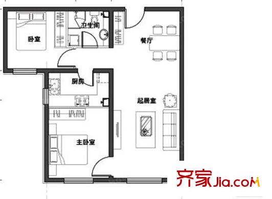 三陽廣場戶型圖2室2廳 戶型圖 2室2廳1衛(wèi)1廚