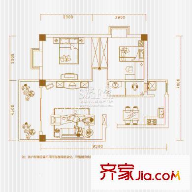金色港灣四期戶型圖222 二期 2室2廳2衛(wèi)1廚