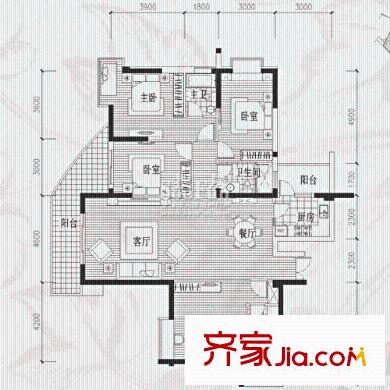 金色港灣四期戶型圖423 二期 4室2廳3衛(wèi)1廚