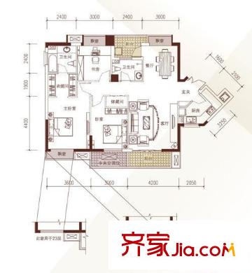 融科天城二期 3室 戶型圖