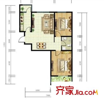 百步亭花園安居苑戶型圖二室二廳 戶型圖 2室2廳