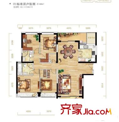 武漢天地御江苑三期 4室 戶型圖