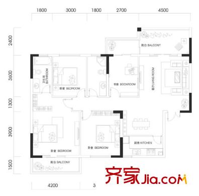 華清園戶型圖戶型1 3室2廳