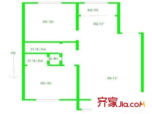 秦水名邸 2室 戶型圖