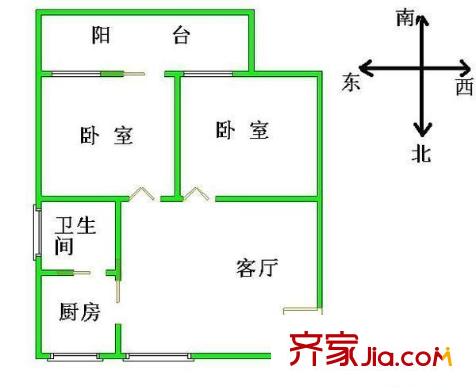 秦水名邸 2室 戶型圖