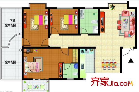 安順星苑戶型圖3室2廳 3室2廳