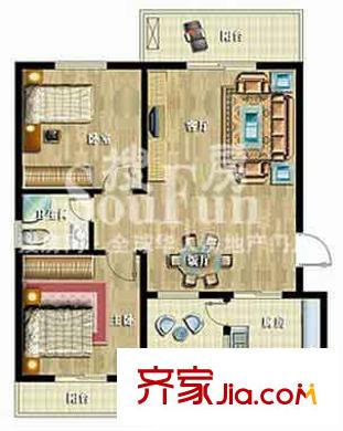 匯東匯豐家園戶型圖2室2廳1衛(wèi)1廚