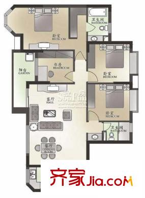 新華西美林公館戶型圖D1 4室2廳2衛(wèi)