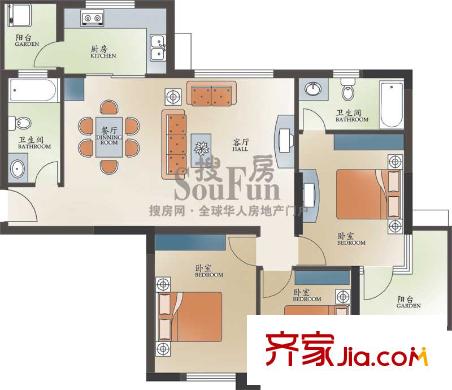新華西美林公館戶型圖C4 3室