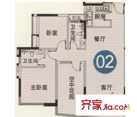 中城國際戶型圖2室2廳 戶型圖 2室2廳