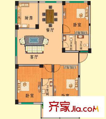 輝煌公寓戶(hù)型圖3室2廳 3室2廳