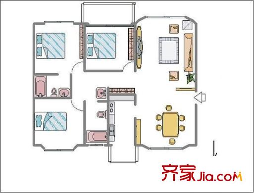 松濤苑 3室 戶型圖