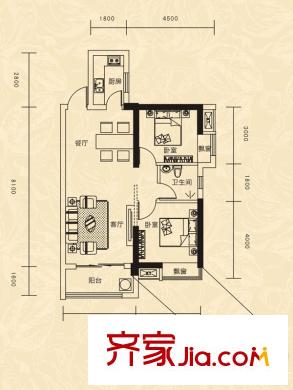 廣電蘭亭都薈戶型圖一單元04戶型 2室2廳1衛(wèi)1廚