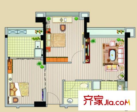 圣誠和園戶型圖2室2廳 戶型圖 2室2廳1衛(wèi)1廚