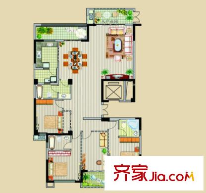 圣誠和園戶型圖3室2廳 戶型圖 3室2廳2衛(wèi)1廚