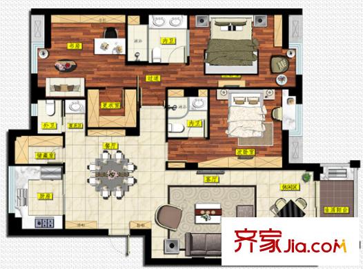 圣誠和園戶型圖3室2廳 戶型圖 3室2廳3衛(wèi)1廚