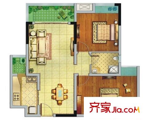 东湖景园(还建房)户型图二室二厅 户型图 2室2厅