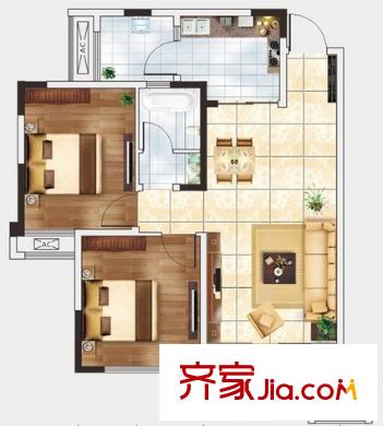 東湖景園（還建房）戶型圖二室二廳 戶型圖 2室2廳