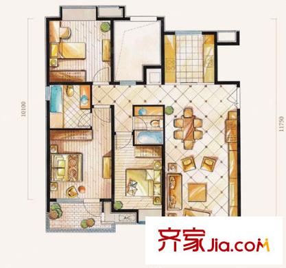 玉帶二村戶型圖3室2廳 戶型圖 3室2廳2衛(wèi)1廚