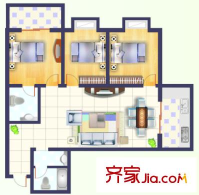 蔡家田A區(qū)戶型圖3室2廳 戶型圖 3室2廳2衛(wèi)1廚