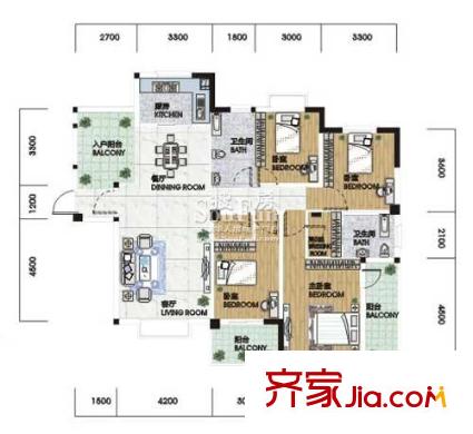 統(tǒng)建錦繡江南四期戶型圖4室2廳 戶型圖 4室2廳2衛(wèi)