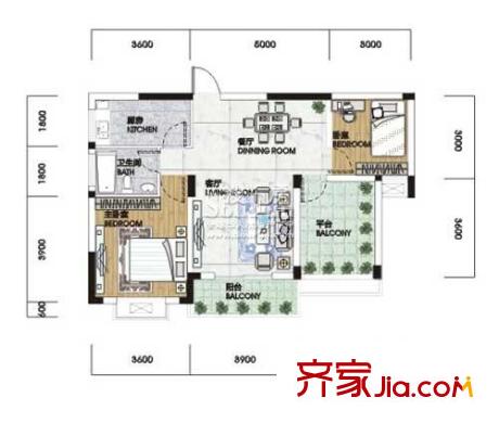統(tǒng)建錦繡江南四期戶型圖2室2廳 戶型圖 2室2廳1衛(wèi)